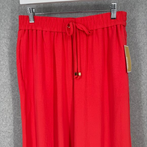 Michael Kors Womens Wide Leg Pant Size M Sea Coral Split Hem Flowy Beachy NEW - Picture 2 of 14
